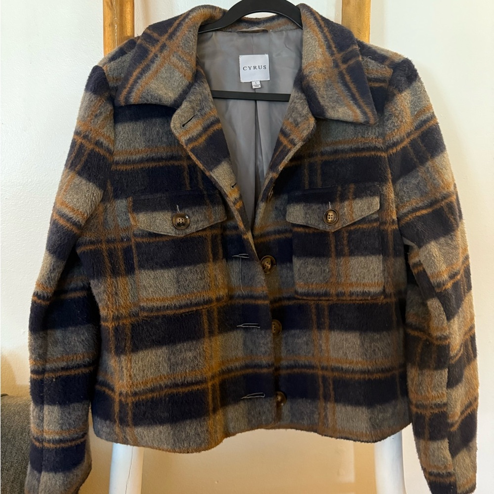 Women's Plaid Jacket - Blue and Brown